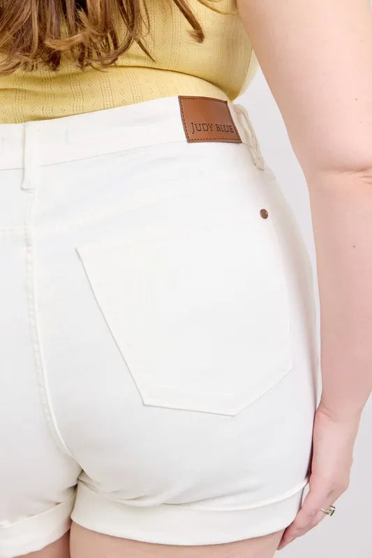 Judy Blue Full Size High Waist Double Roll Cuff Denim Shorts Plus Size