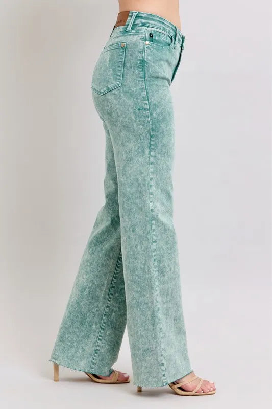 Judy Blue Full Size High Waist Garment Dyed Raw Hem Dad Jean Plus Size