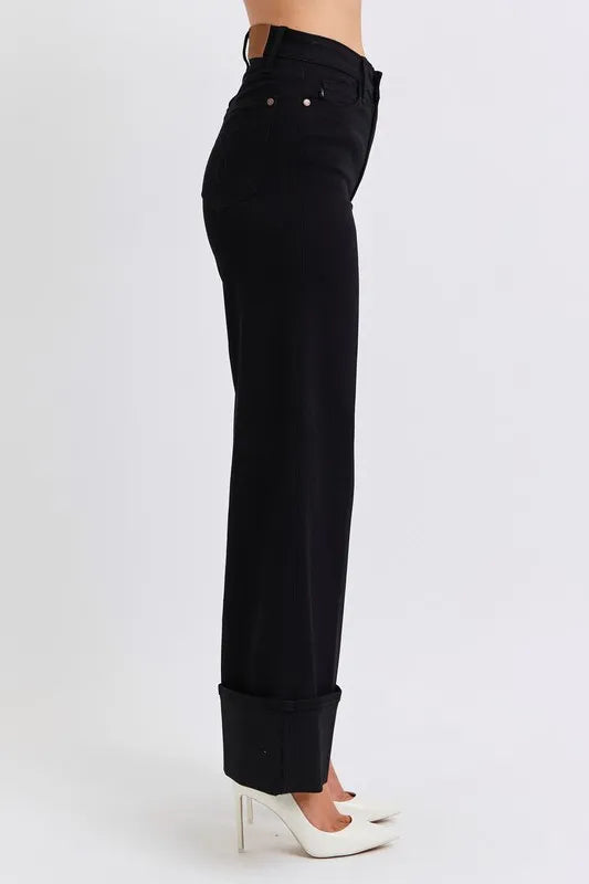 Judy Blue Full Size High Waist Reto Wide Leg W/ Cuff Plus Size