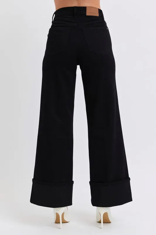 Judy Blue Full Size High Waist Reto Wide Leg W/ Cuff Plus Size