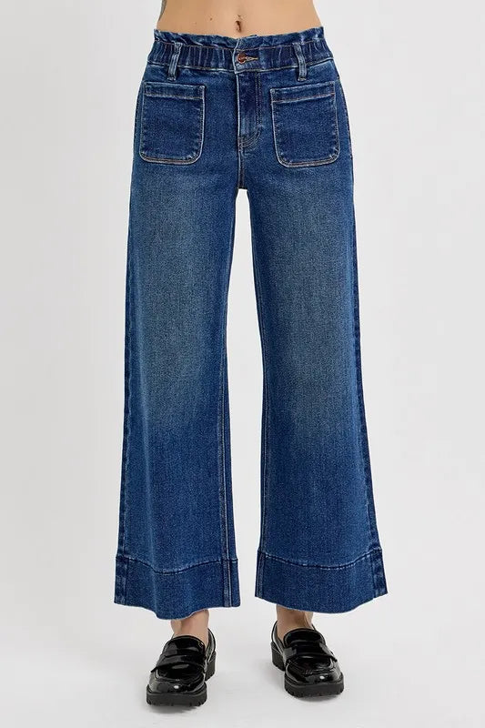 RISEN Elastic Band Wide Leg Jeans