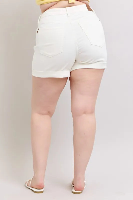 Judy Blue Full Size High Waist Double Roll Cuff Denim Shorts Plus Size
