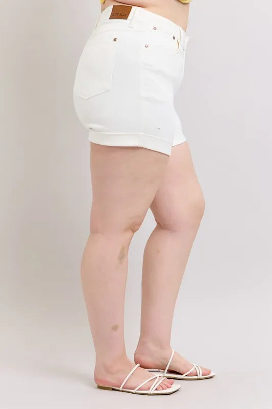 Judy Blue Full Size High Waist Double Roll Cuff Denim Shorts Plus Size