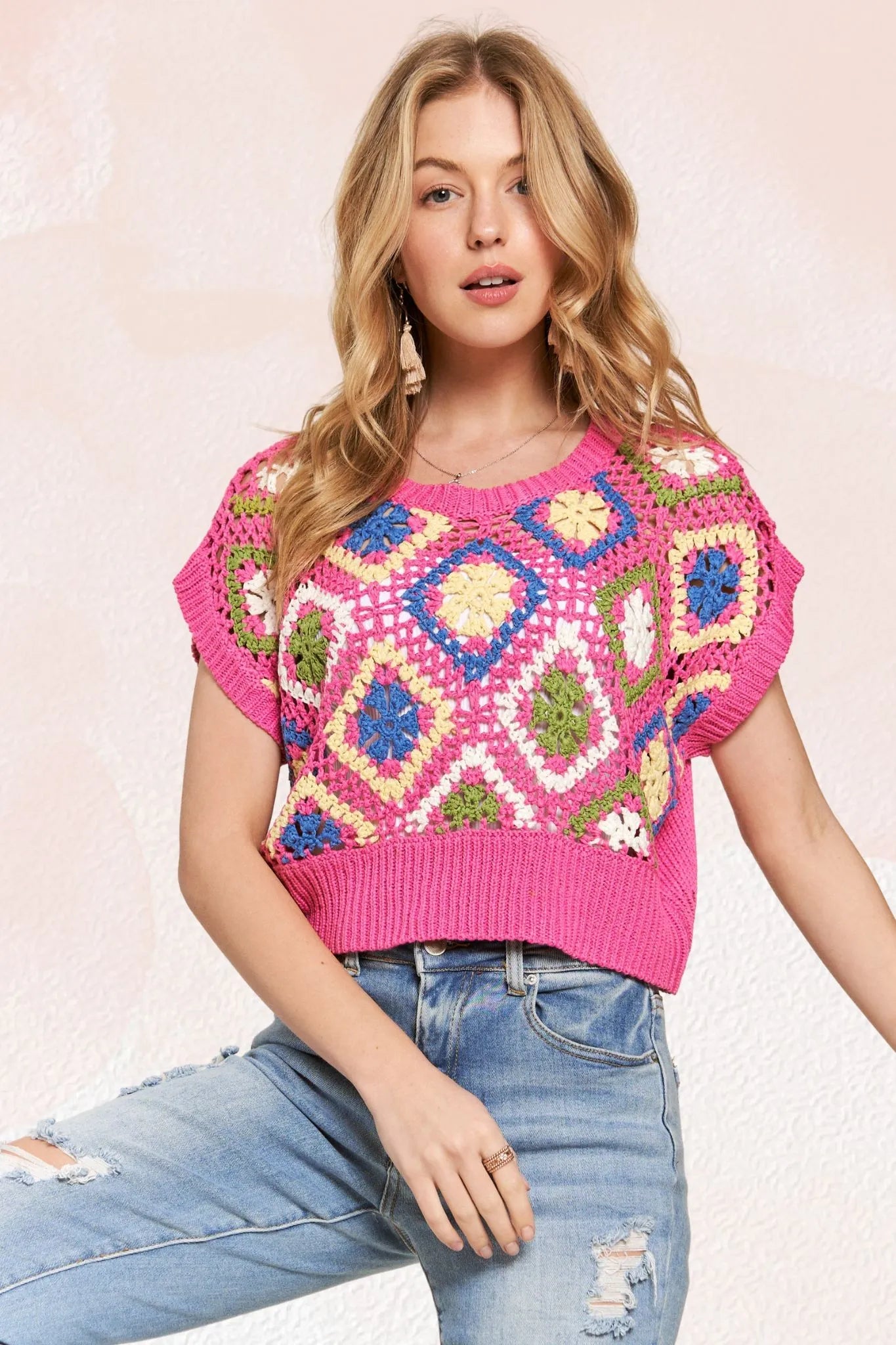 ADORA Multicolor Crochet Top