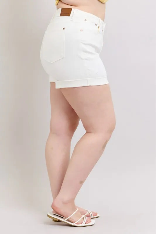 Judy Blue Full Size High Waist Double Roll Cuff Denim Shorts Plus Size