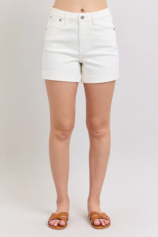 Judy Blue Full Size High Waist Double Roll Cuff Denim Shorts Plus Size