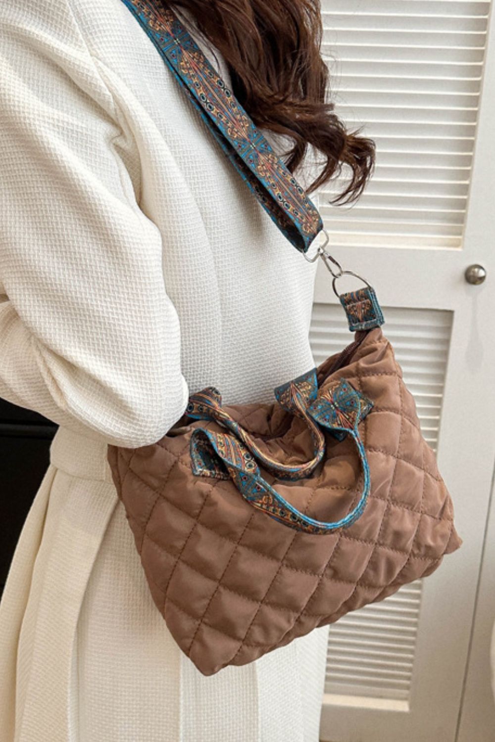 Bubble Textured Printed Strap Handbag