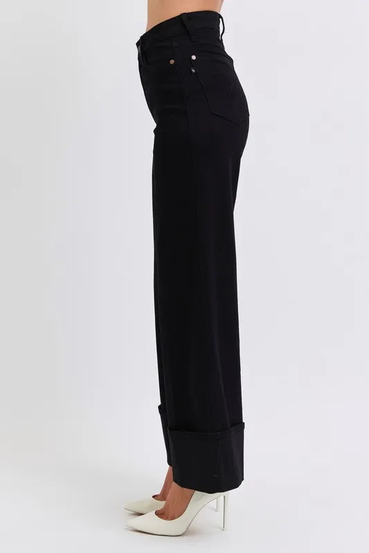 Judy Blue Full Size High Waist Reto Wide Leg W/ Cuff Plus Size