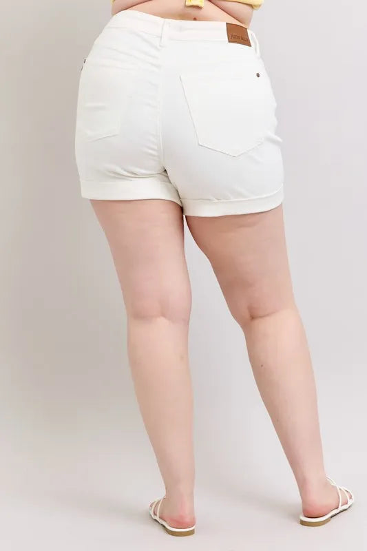 Judy Blue Full Size High Waist Double Roll Cuff Denim Shorts Plus Size